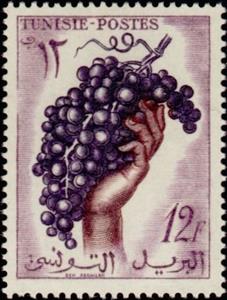Stamp, Bunch of grapes, Tunisia,  , Fruits, Hands, Plants (Flora)