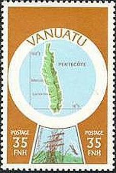 Stamp, Pentecost, Vanuatu,  , Maps, Islands