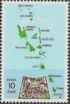 Stamp, Total Map of Nauru, Vanuatu,  , Maps, Islands