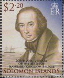 Stamp, Isambard Kingdom Brunel, Solomon Islands,  , Anniversaries and Jubilees, Engineers, Ships
