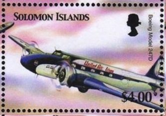 Stamp, Boeing Model 247D, Solomon Islands,  , Aircraft, Aviation
