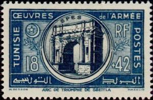 Stamp, Works for the benefit of the Army, Tunisia,  