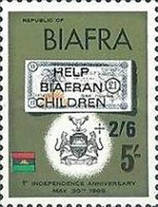 Stamp, Banknote with overprint, Biafra,  , Banknotes, Coats of Arms, Flags