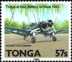 Stamp, Vough F4 U-1 D Corsair, Tonga,  , Aircraft, Aviation