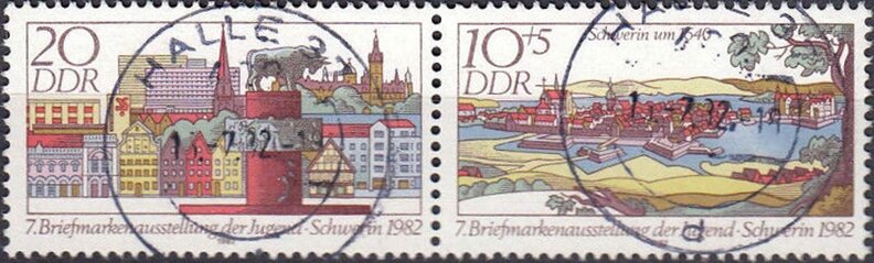 Schwerin in 1640/Zf with city arms /Schwerin 1982
