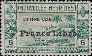 Stamp, As No. P16 - P20 with additonal Overprint FRANCE LIBRE - New, Vanuatu,  