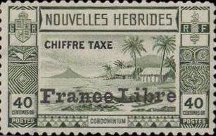 Stamp, As No. P16 - P20 with additonal Overprint FRANCE LIBRE - New, Vanuatu,  