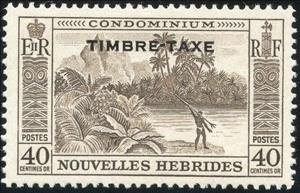 Stamp, Overprint TIMBRE TAXE, Vanuatu,  , Landscapes