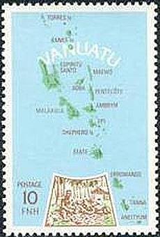 Stamp, Total Map of Nauru, Vanuatu,  , Maps, Islands