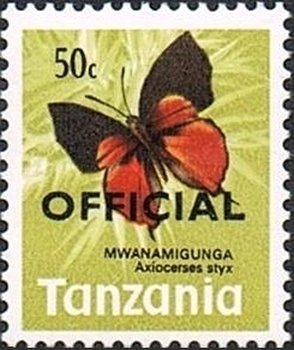 Stamp, Lycaenid Butterfly (Axiocerses styx), Tanzania,  , Butterflies