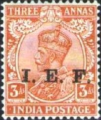 Stamp, King George V - Overprint "I.E.F.", India,  