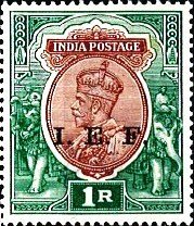 Stamp, King George V - Overprint "I.E.F.", India,  