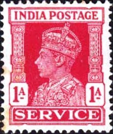 Stamp, "SERVICE" and King George VI, India,  , Kings