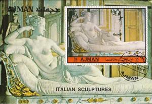 Souvenir Sheet, Paolina Borghese; by Antonio Canova, Ajman,  , Sculptures