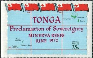 Stamp, Proclamation of Sovereignty over Minerva Reef, Tonga,  , Flags, Maps