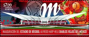 Stamp, Inauguration of the Alfredo Harp Helu Baseball Stadium, Mexico,  , Baseball, Stadiums