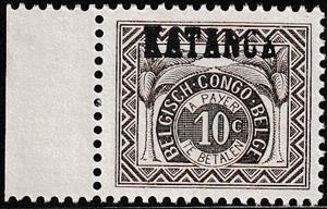 Stamp, Figure in coloured circle overprinted KATANGA, Katanga,  , Numbers