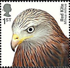Stamp, Red Kite (Milvus milvus), United Kingdom of Great Britain & Northern Ireland,  , Animals (Fauna), Birds, Birds of Prey