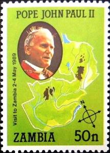 Stamp, Map of Zambia, Zambia,  