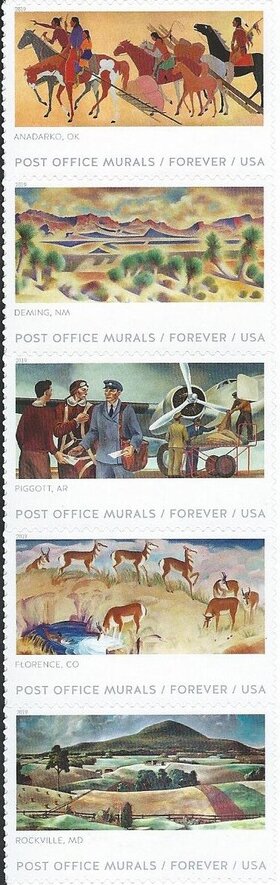 Se-tenant, Post Office Murals, United States of America,  , Art, Post Offices