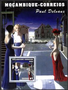 Souvenir Sheet, Paul Delvaux, Cinderellas,  , Nudes, Paintings