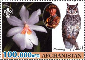 Stamp, Orchids & Owls, Cinderellas,  , Animals (Fauna), Birds, Orchids, Owls, Plants (Flora)