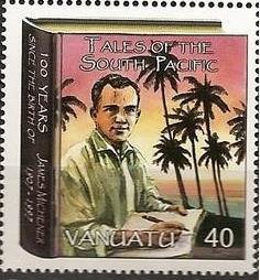 Stamp, Mitchener with Notebook at Palm Beach, Vanuatu,  