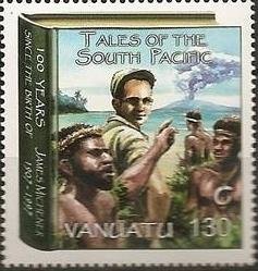 Stamp, Mitchener with Locals in Volcanic Eruption, Vanuatu,  
