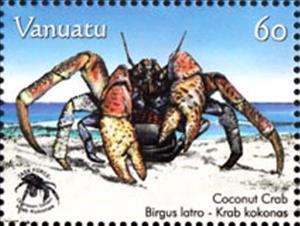 Stamp, Coconut Crab (Birgus latro), Vanuatu,  , Crustaceans