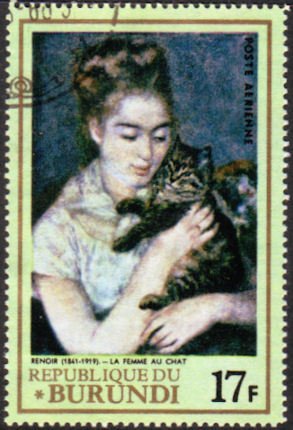 Stamp, La femme au chat, Burundi,  