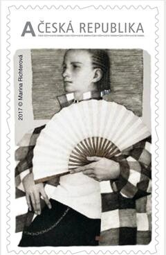 Stamp, Japonský cyklus - Chlapec s bílým vějířem, Personalized and Private Mail Stamps,  , Art