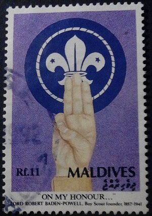 Stamp, On My Honour ..., Maldives,  , Scouting