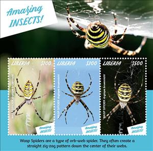 Mini Sheet, Wasp Spider, Liberia,  , Animals (Fauna), Spiders