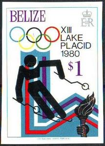 Stamp, Skiing, Belize,  , Olympic Games, Sports