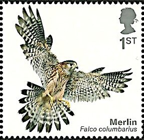 Stamp, Merlin (Falco columbarius), United Kingdom of Great Britain & Northern Ireland,  , Animals (Fauna), Birds, Birds of Prey