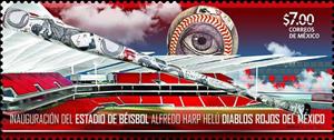 Stamp, Inauguration of the Alfredo Harp Helu Baseball Stadium, Mexico,  , Baseball, Stadiums