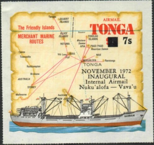 Map of South Pacific and "Olovaha"- overprinted