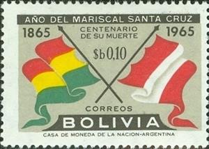 Stamp, Flags of Bolivia and Peru, Bolivia,  , Flags