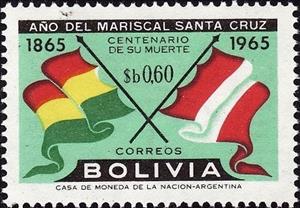 Stamp, Flags of Bolivia and Peru, Bolivia,  , Flags