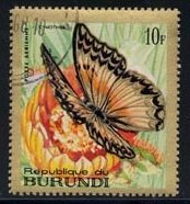 Stamp, Glider (Cymothoe sp.), Burundi,  , Insects, Butterflies