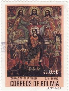 Stamp, G.M. de Berrio : Coronation of the Virgin, Bolivia,  