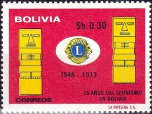 Stamp, Lions-Club Emblem and Two Monolith, Bolivia,  , Lions (Org.)