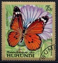 Stamp, African Monarch (Danaus chrysippus), Burundi,  , Insects, Butterflies