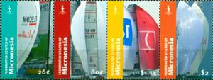 Se-tenant, America's Cup, Valencia, Spain, Micronesia, Federated States of,  , Sailing