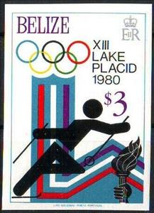Stamp, Skiing, Belize,  , Olympic Games, Sports