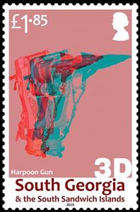 Stamp, Harpoon Gun in 3D, Falkland Islands, Dependencies,  , Weapons