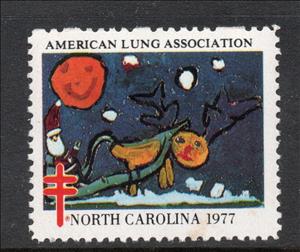 Stamp, American Lung Association, Cinderellas,  , Charity, Deer, Moon, Santa Claus, Tuberculosis / TBC