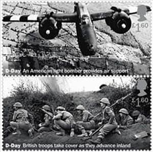 Se-tenant, Air Support/Troops Advance, United Kingdom of Great Britain & Northern Ireland,  , Aircraft, Military Forces, Second World War