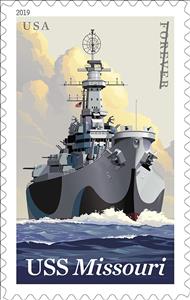 Stamp, USS "Missouri", United States of America,  , Second World War, Warships