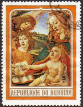 Stamp, Christmas '68, Burundi,  , Christmas, Paintings, Religion, Art